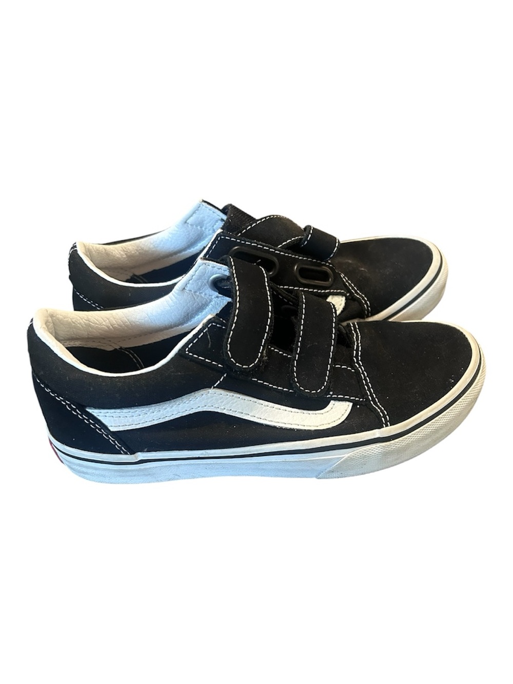 Vans Kids Black and White Old Skool Velcro Sneakers